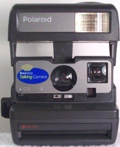 talking grey polaroid camera #199 $120.00